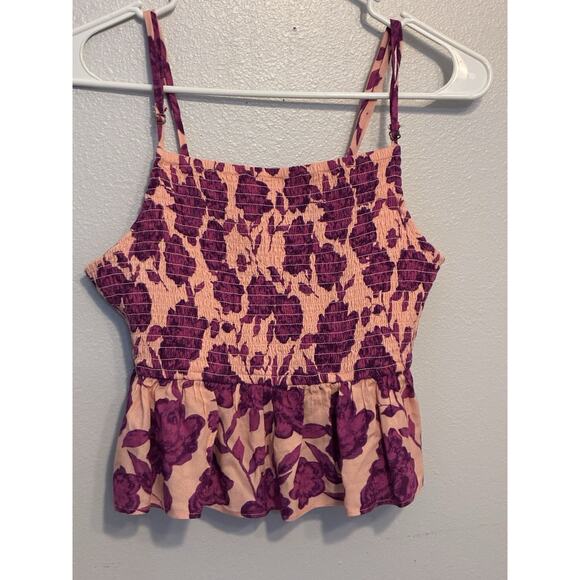 Jen's Pirate Booty Top M Boho Smocked Cami Peplum Floral Gypsy Festival Designer - Picture 9 of 14